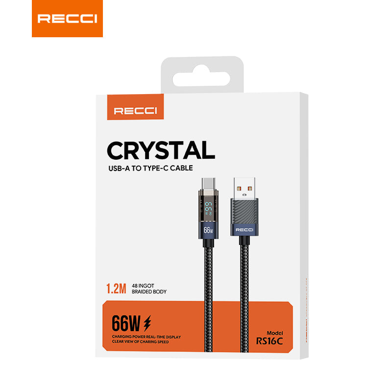 Recci RS16 Crystal Digital Display Charging Data Cable Series