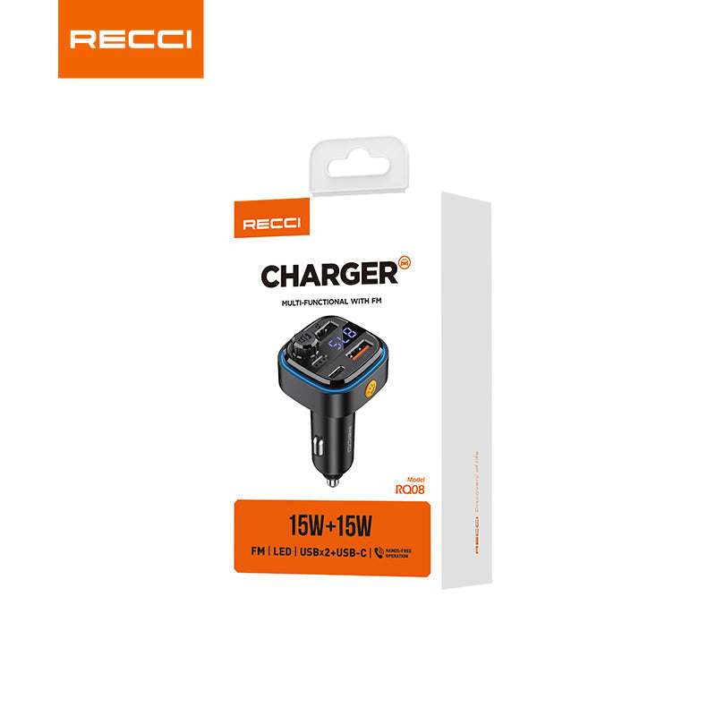 Recci RQ08 Multi-Functional Car Charger With FM