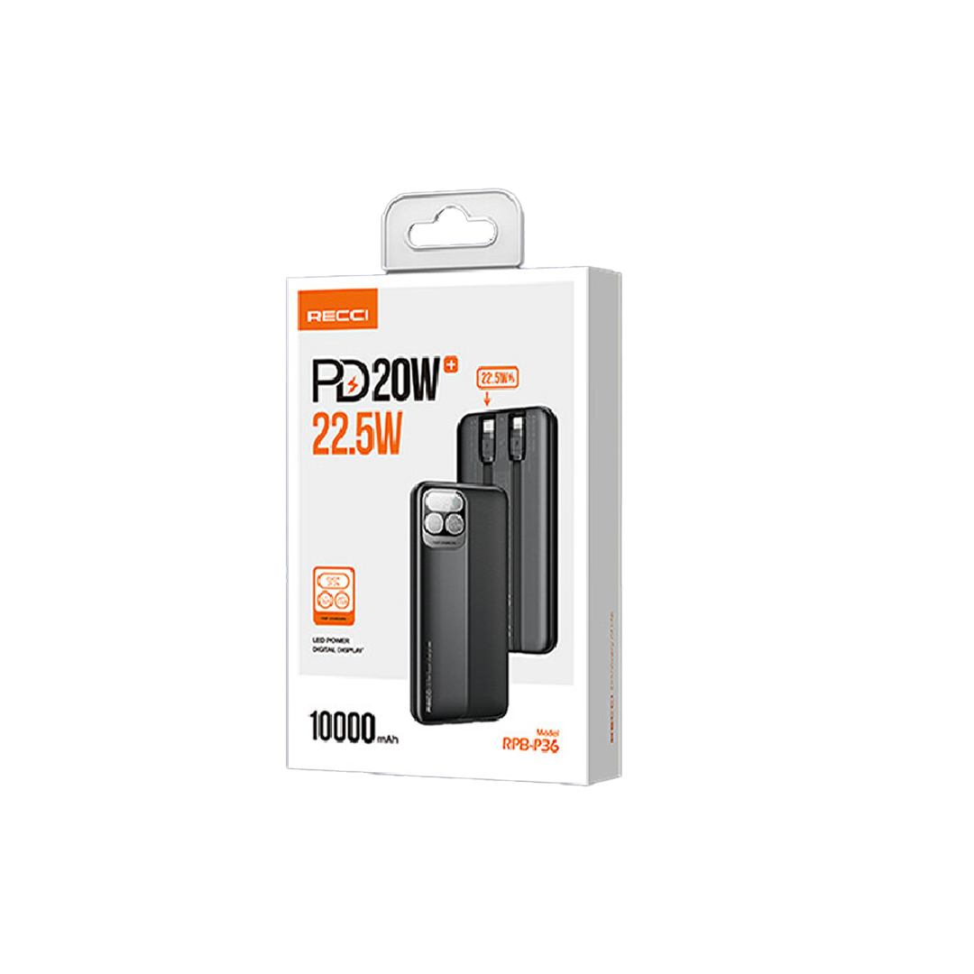 Recci PD 20W + 22.5W 10000mAh Power Bank RPB-P36